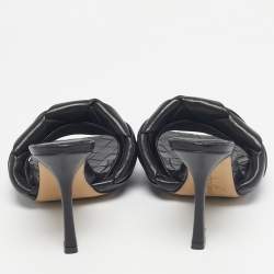 Pre Owned Bottega Veneta Black Quilted Leather Lido Slide Sandals Size 37.5