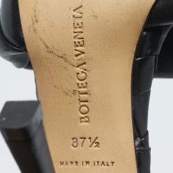 Pre Owned Bottega Veneta Black Quilted Leather Lido Slide Sandals Size 37.5