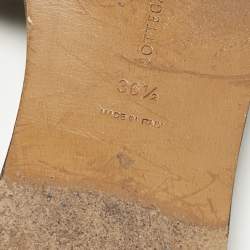 Pre Owned Bottega Veneta Silver Intrecciato Leather Flat Slides Size 36.5