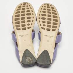 Pre Owned Bottega Veneta Purple Leather The Band Flat Slide Size 39