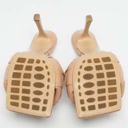 Pre Owned Bottega Veneta Beige Woven Leather Lido Slide Sandals Size 38