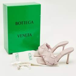 Pre Owned Bottega Veneta Light Lilac Intrecciato Leather Lido Slide Sandals Size 38