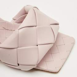 Pre Owned Bottega Veneta Light Lilac Intrecciato Leather Lido Slide Sandals Size 38