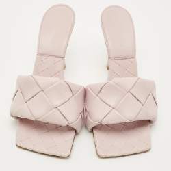 Pre Owned Bottega Veneta Light Lilac Intrecciato Leather Lido Slide Sandals Size 38