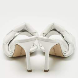 Pre Owned Bottega Veneta White Leather Lido Slide Sandals Size 38