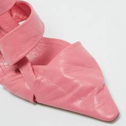 Pre Owned Bottega Veneta Pink Leather Pointed Toe Slingback Pumps Size 36