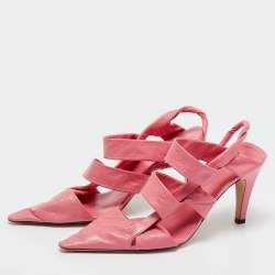 Pre Owned Bottega Veneta Pink Leather Pointed Toe Slingback Pumps Size 36