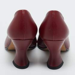 Pre Owned Bottega Veneta Burgundy Leather Pointed Toe Pumps Size 35.5 
