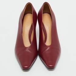 Pre Owned Bottega Veneta Burgundy Leather Pointed Toe Pumps Size 35.5 