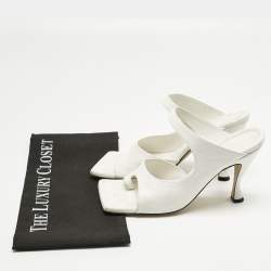 Pre Owned Bottega Veneta White Leather Thong Slide Sandals Size 39.5