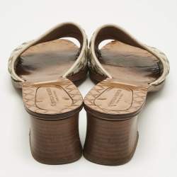 Pre Owned Bottega Veneta White Intrecciato Leather Ravello Slide Sandals Size 38