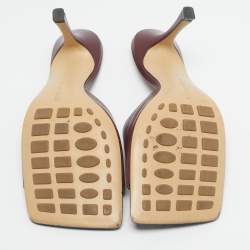 Pre Owned Bottega Veneta Burgundy Leather Stretch Slide Sandals Size 41