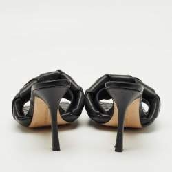 Pre Owned Bottega Veneta Black intrecciato Leather Lido Slide Sandals Size 40