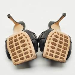 Pre Owned Bottega Veneta Black intrecciato Leather Lido Slide Sandals Size 40