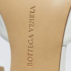 Pre Owned Bottega Veneta White Leather Stretch Slide Sandals Size 41