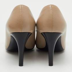 Pre Owned Bottega Veneta Tri Color Leather and Patent Cap Toe Bow Pumps Size 38