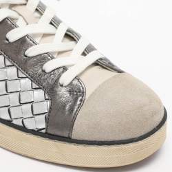 Pre Owned Bottega Veneta Metallic Intrecciato Leather Sail Sneakers Size 38.5