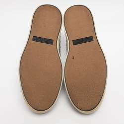 Pre Owned Bottega Veneta Metallic Intrecciato Leather Sail Sneakers Size 38.5