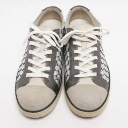 Pre Owned Bottega Veneta Metallic Intrecciato Leather Sail Sneakers Size 38.5