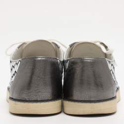 Pre Owned Bottega Veneta Metallic Intrecciato Leather Sail Sneakers Size 38.5