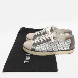 Pre Owned Bottega Veneta Metallic Intrecciato Leather Sail Sneakers Size 38.5