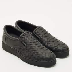 Pre Owned Bottega Veneta Black Intrecciato Leather Dodger Sneakers Size 39