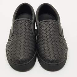 Pre Owned Bottega Veneta Black Intrecciato Leather Dodger Sneakers Size 39