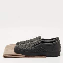 Pre Owned Bottega Veneta Black Intrecciato Leather Dodger Sneakers Size 39