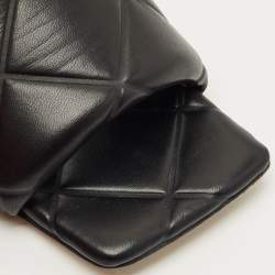 Pre Owned Bottega Veneta Black Leather Flat Sandals Size 38.5