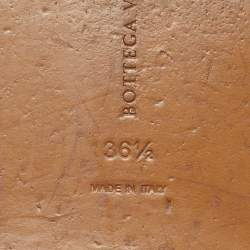 Pre Owned Bottega Veneta Metallic Bronze Leather Intrecciato Slide Flats Size 36.5