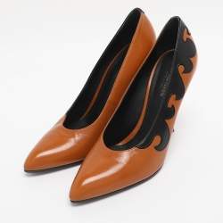 مملوكة مسبقًا حذاء كعب عالي بوتيغا فينيتا جلد بني مقدمة مدببة مقاس 38