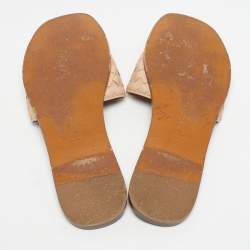 Pre Owned Bottega Veneta Beige Intrecciato Leather Flat Slides Size 40
