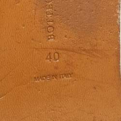 Pre Owned Bottega Veneta Burgundy Intrecciato Leather Flat Slides Size 40