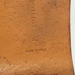 Pre Owned Bottega Veneta Grey Intrecciato Leather Flat Slides Size 40