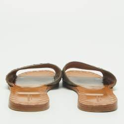 Pre Owned Bottega Veneta Grey Intrecciato Leather Flat Slides Size 40