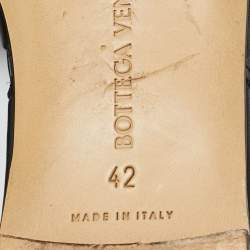 Pre Owned Bottega Veneta Black Woven Leather Flat Slides Size 42