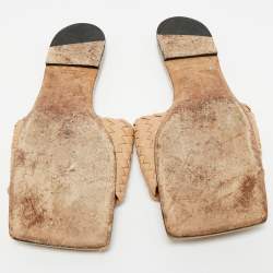 Pre Owned Bottega Veneta Beige Intrecciato Leather Slide Sandals Size 41