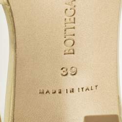 Pre Owned Bottega Veneta Gold Knit Fabric and Leather Stretch Wrap Pumps Size 39