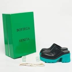 Pre Owned Bottega Veneta Black Leather Flash Mules Size 35