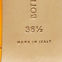 Pre Owned Bottega Veneta Orange Leather Square Toe Mule Sandals Size 36.5