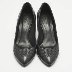Pre Owned Bottega Veneta Black Leather Veneta Pumps Size 36.5