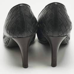 Pre Owned Bottega Veneta Black Leather Veneta Pumps Size 36.5