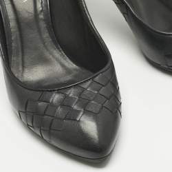 Pre Owned Bottega Veneta Black Leather Veneta Pumps Size 36.5