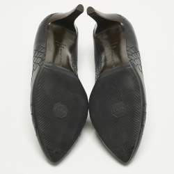 Pre Owned Bottega Veneta Black Leather Veneta Pumps Size 36.5