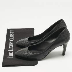 Pre Owned Bottega Veneta Black Leather Veneta Pumps Size 36.5