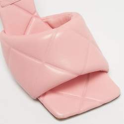 مملوكة مسبقًا Bottega Veneta Pink Quilted Leather Lido Slide Sandals Size 37.5