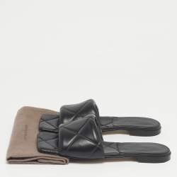 Pre Owned صندل بوتيغا فينيتا مسطح جلد أسود مقاس 38.5