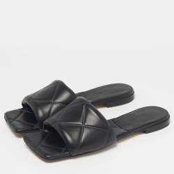 Pre Owned صندل بوتيغا فينيتا مسطح جلد أسود مقاس 38.5