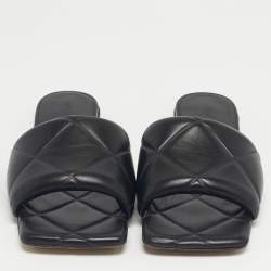 Pre Owned صندل بوتيغا فينيتا مسطح جلد أسود مقاس 38.5