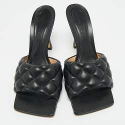 مملوكة مسبقًا صندل سليد بوتيغا فينيتا ليدو جلد أسود مقاس 39.5